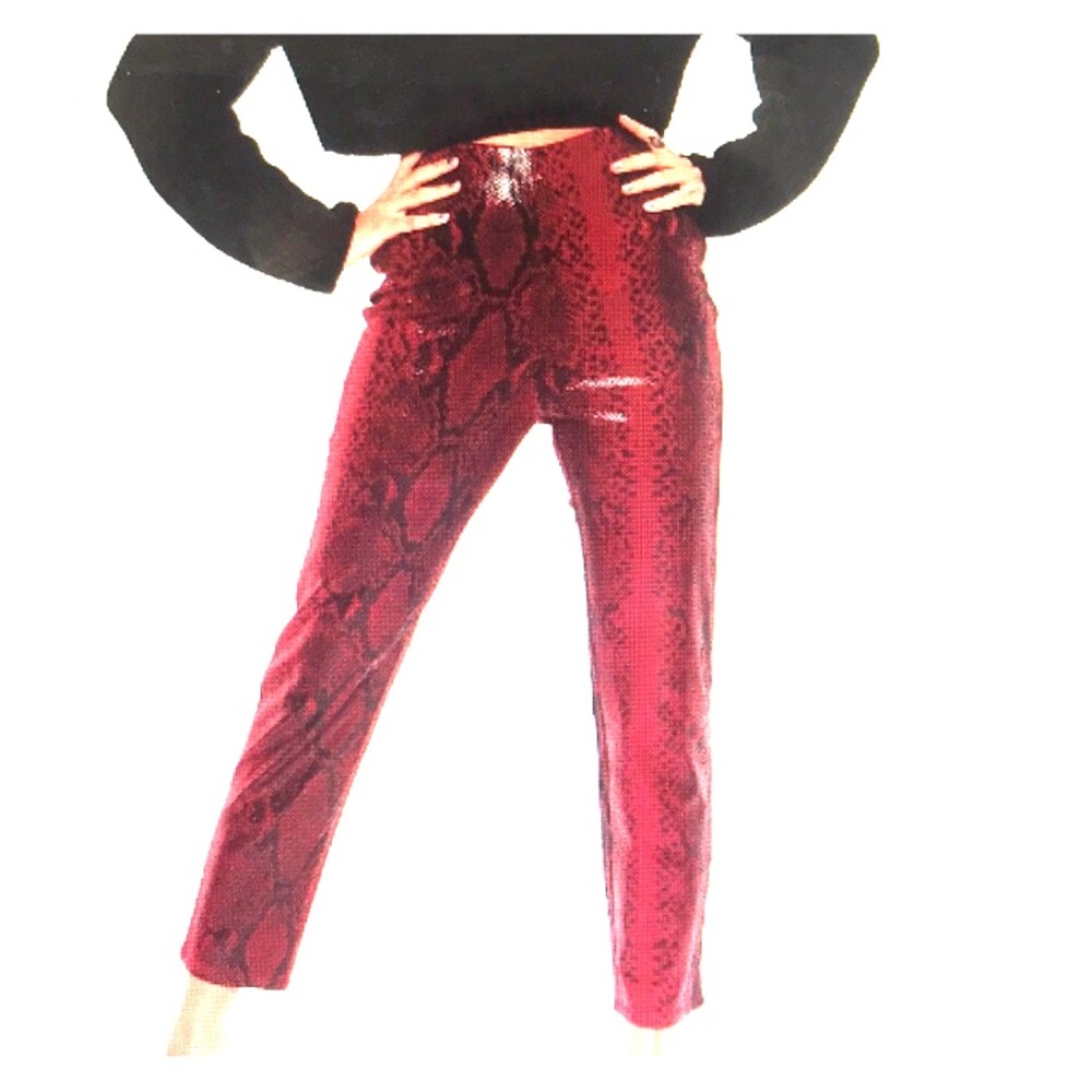 *Missguided Shiny Red Snake Cigarette Trouser*